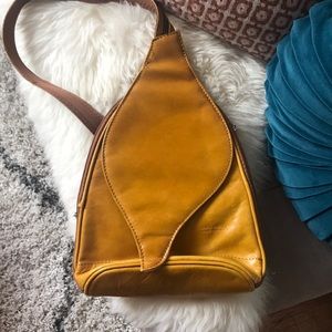 Mustard leather purse/backpack
